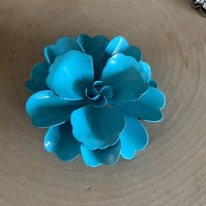 Enamel vintage blue flower pin